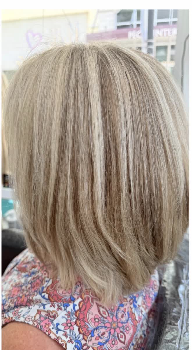 Cool dimensional blonde refinement — multiple angles